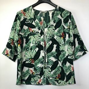 Rachel Zoe Cropped Tropical Print Kimono